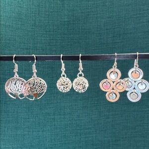 Silver Tone Dangle Earrings Set